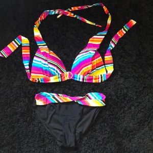 NWOT Multicolor Stripe bikini